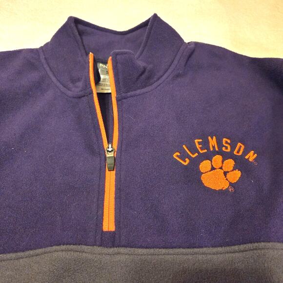 Mens XL Clemson Tigers Purple Orange Fleece 1/4 Zip Pullover College Football - Picture 9 of 12